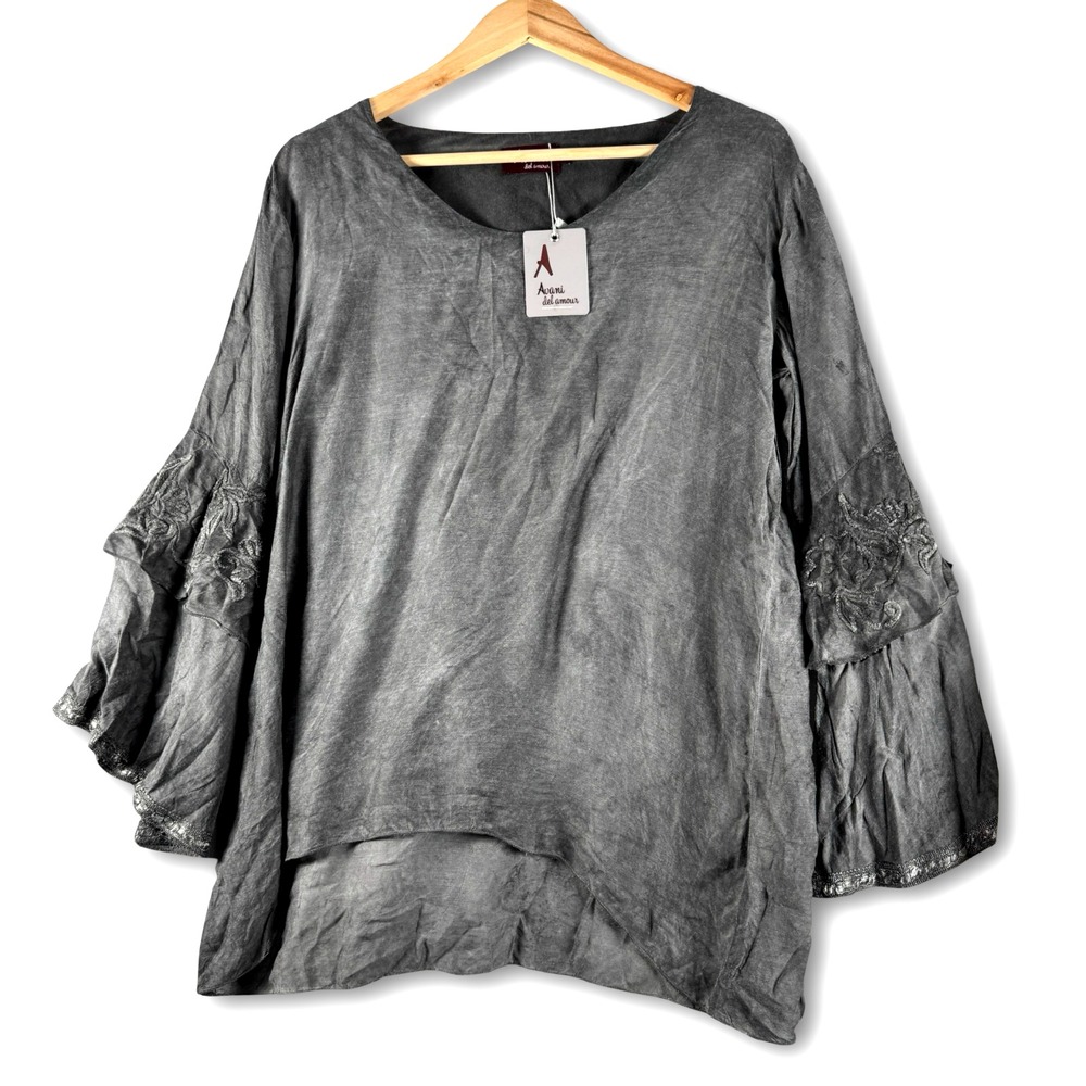 New Avani Del Amour Womens Boho Casual Designer Shirt Top Blouse Sz S Small